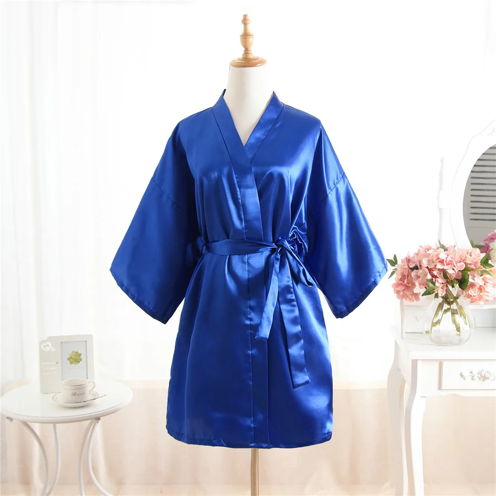 peignoir kimono en satin pour demoiselle d'honneur, vêtement de soirée de mariage, couleur unie, sans lettres