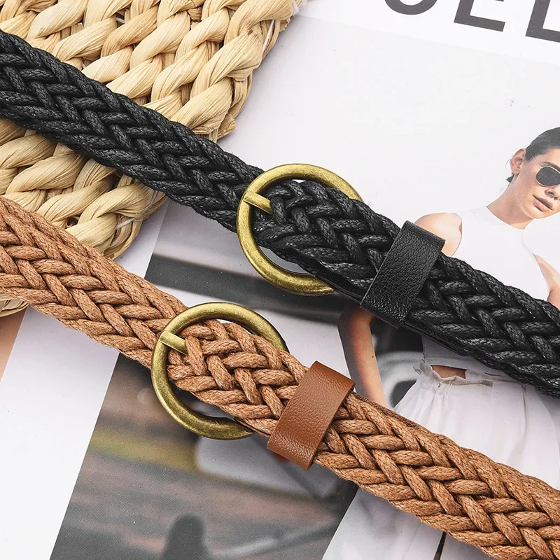 Ceinture de chemise décorative en corde de taille fine tissée rétro, ceinture pour dames à la mode, haute assortie, polyvalente, nouveau modèle, accessoire pour femmes