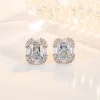 boucles d'oreilles rectangulaires en argent et zircon pour femme, bijoux en pierre précieuse émeraude, accessoires de mariage, de fête, à la mode, 925