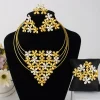ensemble de bijoux élégants éthiopiens, collier et boucles d'oreilles en forme de fleur brésilienne, bracelet et bague de luxe pour fête de dubaï, cadeau de fête des mères