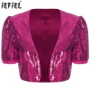 Veste à paillettes pour femmes, Cardigan ouvert sur le devant, brillant, ouvert sur le devant, Blazer court, boléro Azz, haut court de danse, Clubwear Veste à paillettes pour femmes, Cardigan ouvert sur le devant, brillant, ouvert sur le devant, Blazer court, boléro Azz, haut court de danse, Clubwear