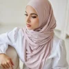 Écharpe hijab en jersey uni, 80x180cm, en coton, modal, round artificiel asticité, châles, foulard long et doux, bande de sauna musulman