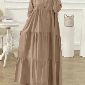 ZANZEA-Robe Longue Abaya pour Femme Musulmane, Manches sulf, Couleur Unie, Volants, Vêtement Islamique, Mode Automne
