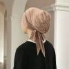 nouvelles bretelles foulards hijab instantané écharpe pour femmes châle extensible plaine bandeau musulman mode longues enveloppes islam turban