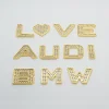 Autocollant de voiture lettres et chiffres en métal 3D, bricolage Bling intérieur et extérieur de voiture, accessoires de voiture pour femmes et filles