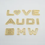 Autocollant de voiture lettres et chiffres en métal 3D, bricolage Bling intérieur et extérieur de voiture, accessoires de voiture pour femmes et filles