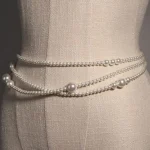 Chaîne de taille en Imitation de perles pour femmes, avec robe, sous-pull, multicouche, chaîne de taille en perles, chaîne de corps Simple pour femmes