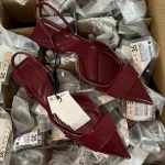 Sandales plates d&rsquo;été pour femmes, Design Chic, Sexy, bout pointu, sangle arrière décontractée, Mules peu profondes, chaussures de bureau pour vin