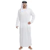 Robe Arabe à Manches sulfpour Homme, Tenue Musulmane du Moyen-Orient, Col Ras du Cou, Thobe de Dubaï, Longue Abaya avec Sangle de Sauna