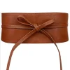 ceinture boho en faux cuir pour femmes, 1 pièce, avec nœud papillon, style obi, ceinture cintrée, noire, marron, large, corset