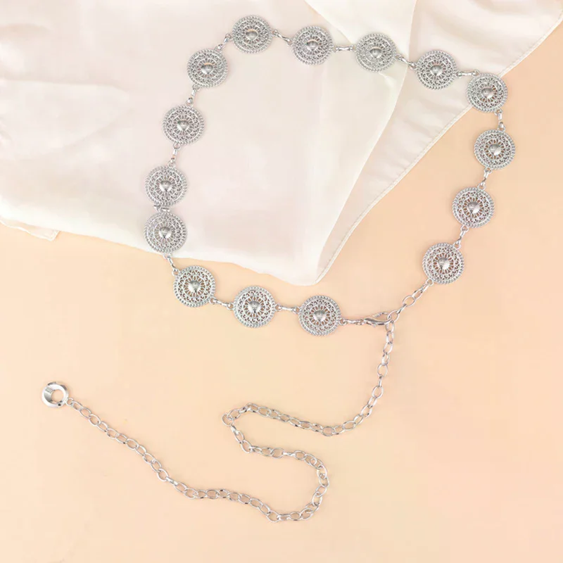 Ceinture longue à boucle réglable en or pour femmes, chaîne de corps, mode pour femmes, Vintage, métal ajouré