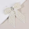Pince à cheveux coréenne avec nœud en perles, ruban élégant, épingle à cheveux, strass doux, Barrette faite à la main pour femmes et filles, accessoires de coiffure pour enfants