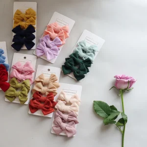 Ensemble de pinces à cheveux en coton pour bébés filles, épingles de sûreté, épingles à cheveux BarCord, accessoires de cheveux princesse mignons pour enfants, vêtements de sauna, nœuds 2,5 pouces, 4 pièces Ensemble de pinces à cheveux en coton pour bébés filles, épingles de sûreté, épingles à cheveux BarCord, accessoires de cheveux princesse mignons pour enfants, vêtements de sauna, nœuds 2,5 pouces, 4 pièces