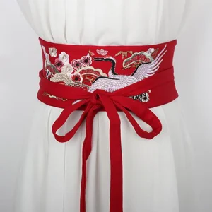 Ceinture large brodée pour femme, ceinture Boho, bande de taille en tissu, environnement pour robe