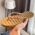 Pantoufles à semelles plates de couleur unie, tongs à plateforme de Massage Lingge, vêtements de plage, sandales d&rsquo;été pour la maison