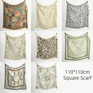 Foulard carré en Satin de soie 110x110cm, châle imprimé Floral musulman, Hijab imprimé à la mode pour femmes, mouchoir en Voile de coton doux Foulard carré en Satin de soie 110x110cm, châle imprimé Floral musulman, Hijab imprimé à la mode pour femmes, mouchoir en Voile de coton doux