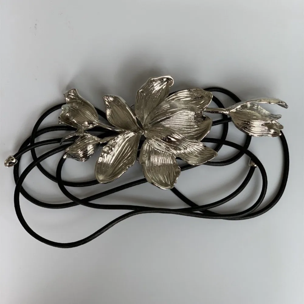 Ceinture tulipe dorée polyvalente et réglable, Vintage, en métal PU, fleur, chaîne de taille, alliage, ceinture exagérée, joint de taille