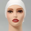 hijabs musulmans pour femmes, écharpe de chapeau à fond modal fin, turban de couleur unie avec dentelle panhua islam, bandeau enveloppant la tête avec cravate au dos
