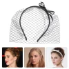 voile de bande de sauna élégant pour les mariées, masque de filet facial, accessoires de bijoux de cheveux, vêtements de mariage, cage à oiseaux, blanc, noir