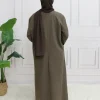 abaya à manches longues et fermeture modeste, sans hijab, avec ceinture, vêtements islamiques de base pour l'aïd