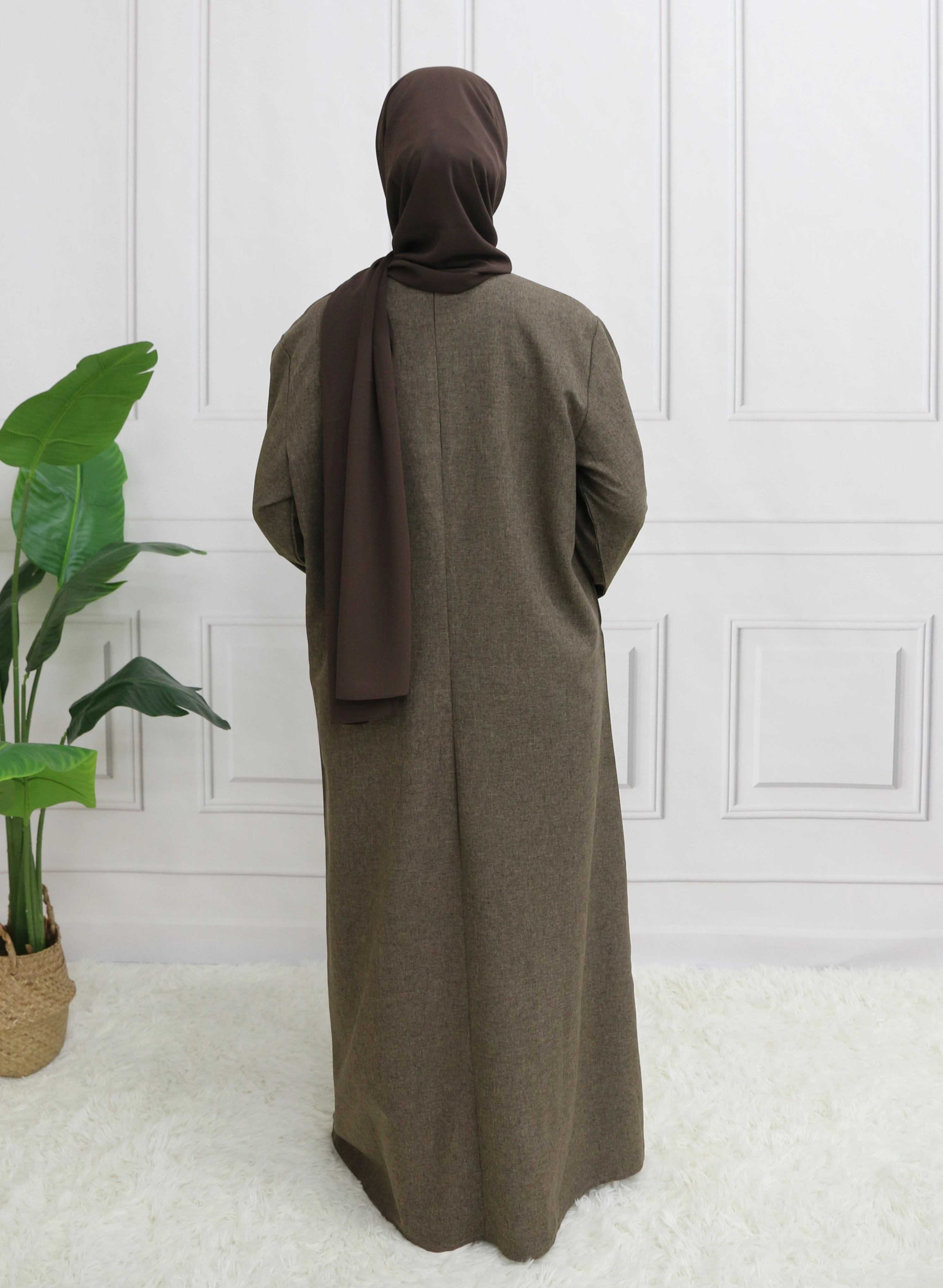 Abaya à manches longues et fermeture modeste, sans Hijab, avec ceinture, vêtements islamiques de base pour l'aïd
