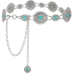 Ceinture de chaîne Concho pour femmes, maillons métalliques, Cowgirl occidentale, chaîne Turquoise pour robe
