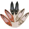 chaussures plates pointues carrées en métal pour femmes, chaussures plates basiques, document solide, tout match, 31 46