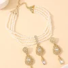 Ensemble de perles algériennes pour femmes, boucles d&rsquo;oreilles et collier, accessoires abaya pour ensembles de soirée de mariage, ensemble de bijoux pour dames