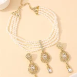 Ensemble de perles algériennes pour femmes, boucles d&rsquo;oreilles et collier, accessoires abaya pour ensembles de soirée de mariage, ensemble de bijoux pour dames