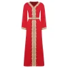 Femmes musulmanes Abaya église Robe broderie Eid Ramadan Maxi Robe islamique ample caftan Robe vêtements de prière avec ceinture