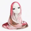 nouveau shimmer satin soie hijab pour les femmes musulmanes longue écharpe aquarelle impression foulard foulard islam tête couverture châle enveloppement bandana