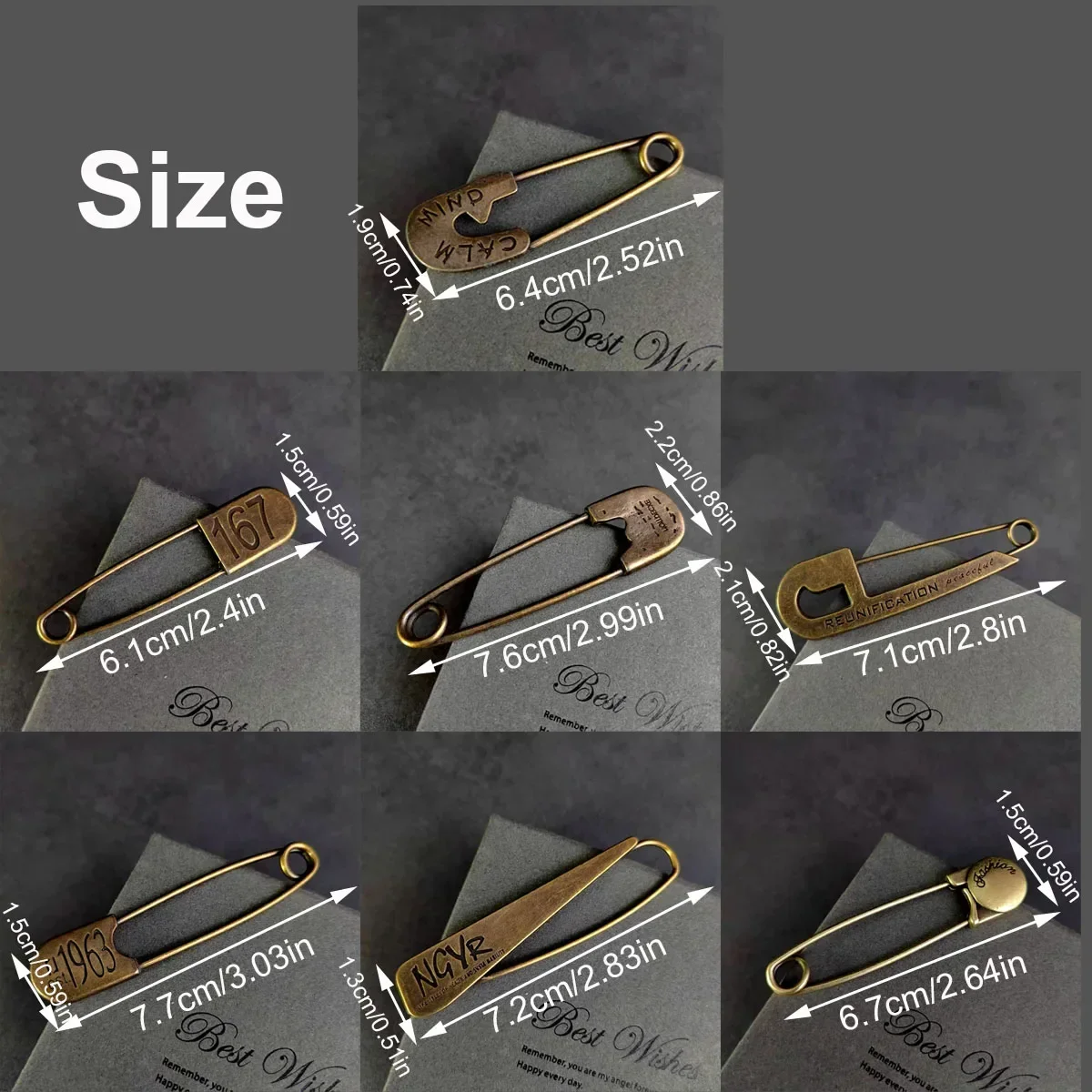 Grands épingles de sûreté rétro épingles de sûreté Vintage Chic broche broches décoratives pour vêtements écharpe chemise couverture châle Cardigan artisanat