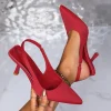 sandales à talons hauts fermés pour femme, simples, fins, à la mode, ajourées, pointues, nouvelle collection Été 2024