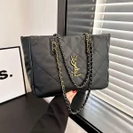 Sac fourre-tout français Chic pour femmes, sac de shopping en cuir de grande capacité à motif litchi, sac à bandoulière polyvalent, 2025