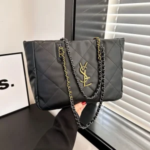 Sac fourre-tout français Chic pour femmes, sac de shopping en cuir de grande capacité à motif litchi, sac à bandoulière polyvalent, 2025