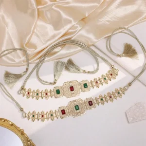 Une ceinture bijoux pour femme en alliage de luxe réglable, idéale pour les mariées du Moyen-Orient et les cadeaux de mariage.