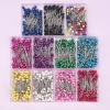 Épingles à coudre droites pour la confection de robes, tête de perle ronde colorée, points grossiers, outils de couture bricolage, positionnement, 38cm, 100 pièces par boîte