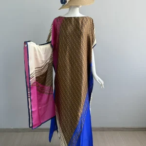 Abaya abstrait élégant – Robe Maxi coupe ample avec manches chauve-souris, col bateau pour femmes musulmanes du moyen-orient, Robe + écharpe Abaya abstrait élégant – Robe Maxi coupe ample avec manches chauve-souris, col bateau pour femmes musulmanes du moyen-orient, Robe + écharpe