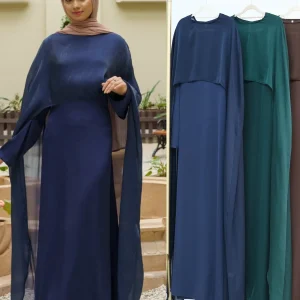Abaya pour femmes musulmanes, ensemble de 2 pièces, longue robe arabe, châle, caftan, Islam Jalabiya, Ramadan, Maroc, Dubaï