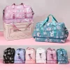 Sac de sport grande capacité avec compartiment à chaussures, sac de sport de voyage polyvalent, sac à bandoulière initié par séparation sèche/support, imprimé lettre chic