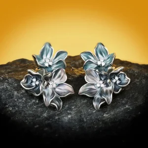 Collier pendentif en argent 925 pour femmes, élégant, émail, fleurs bleues, fête de fiançailles, mariage, bijoux à la mode, cadeau