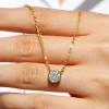m jaja 1ct lunette moissanite pendentif collier diamant collier pour femmes 18k plaqué or rose s925 argent clavicule chaîne bijoux
