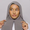 2025new offre spéciale premium mousseline de soie instantanée hijab enveloppement avec aimants intégrés couleur unie femmes musulmanes écharpe châle avec sous capuchon
