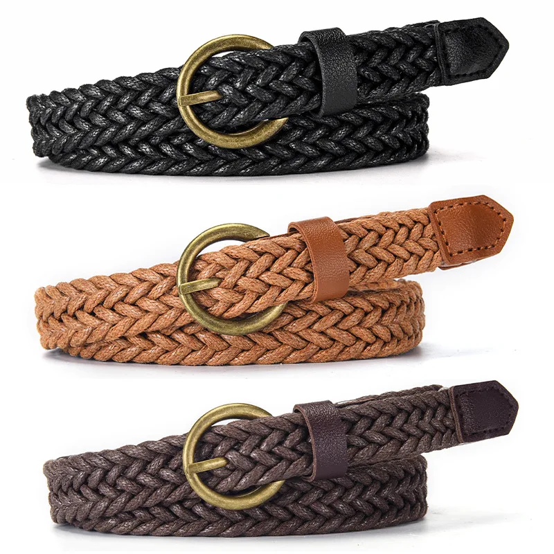 Ceinture bohème tressée en corde de cire pour femmes, gothique, Vintage, accessoires pour robe en jean, ceinture à la mode, Design Simple, boucle ardillon