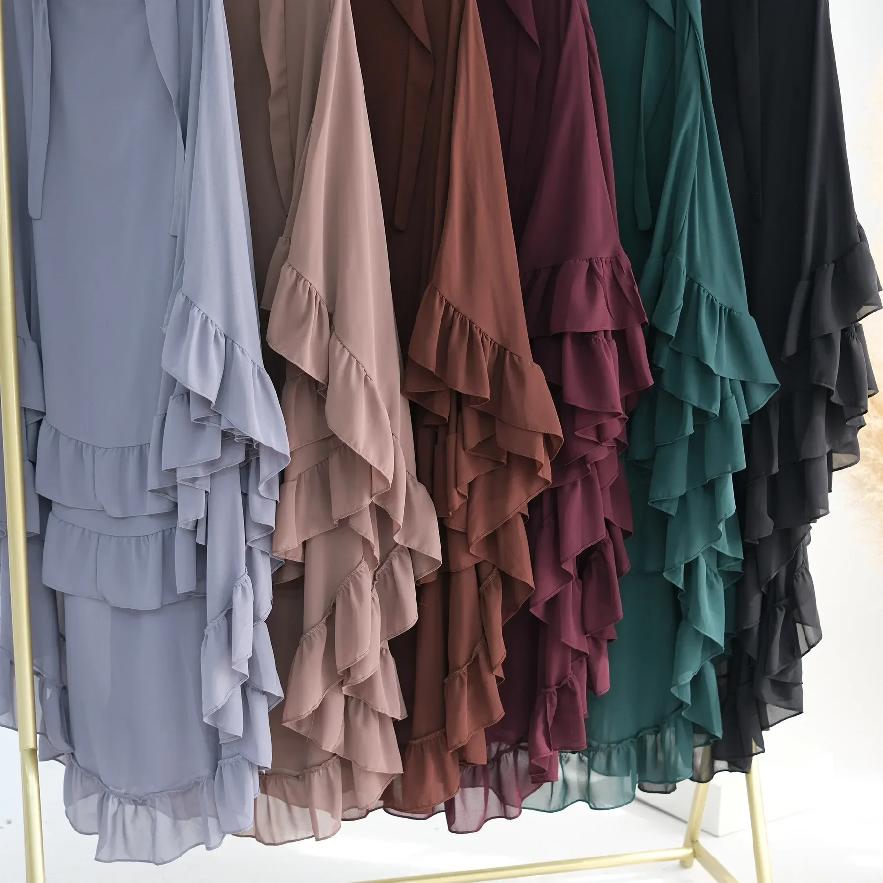 volants extra long 2 couches en mousseline de soie khimar, écharpe hijab pour femmes musulmanes douces, vêtements islamiques dubai turk, foulard, ramadan eid