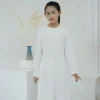 abaya robe arabe à manches longues et col rond pour enfants musulmans, robe de turquie unie, vêtements islamiques pour filles, modeste, moyen orient
