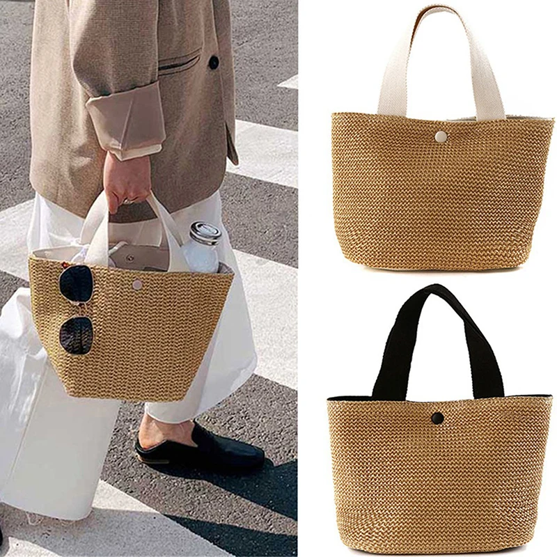 sac à main Élégant en paille tissée pour femme, fourre tout de plage, décontracté, à poignée supérieure, à la mode, rétro, initié