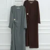 femmes musulmanes arabe dubaï abaya solide cordon longue robe modeste ramadan caftan robe femme musulmane islam vêtements kebaya