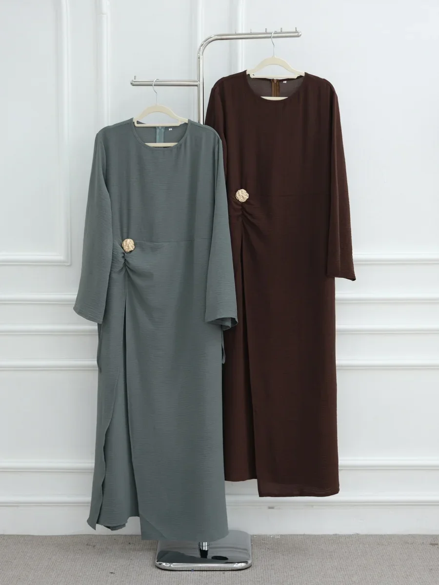 femmes musulmanes arabe dubaï abaya solide cordon longue robe modeste ramadan caftan robe femme musulmane islam vêtements kebaya