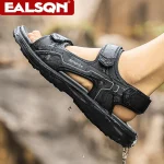 Sandales noires classiques pour hommes, chaussures de pataugeoire de plage respirantes et résistantes à l&rsquo;usure, sandales de marche décontractées pour l&rsquo;extérieur, été